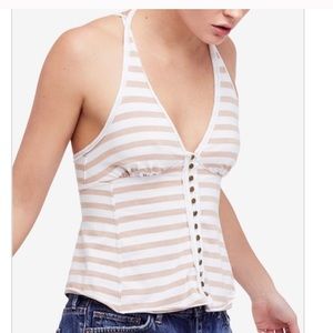 We The Free brown and white striped tank top